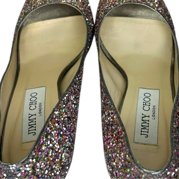 Jimmy Choo, Women’s Platform Pump ‘Crown’ Glitter, Multi Color, Size 37 IT, 7 US - Picture 11 of 16
